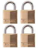 Master Lock 140Q Padlock, Keyed Alike Key, 1/4 in Dia Shackle, Steel Shackle, Solid Brass Body, 1-9/16 in W Body