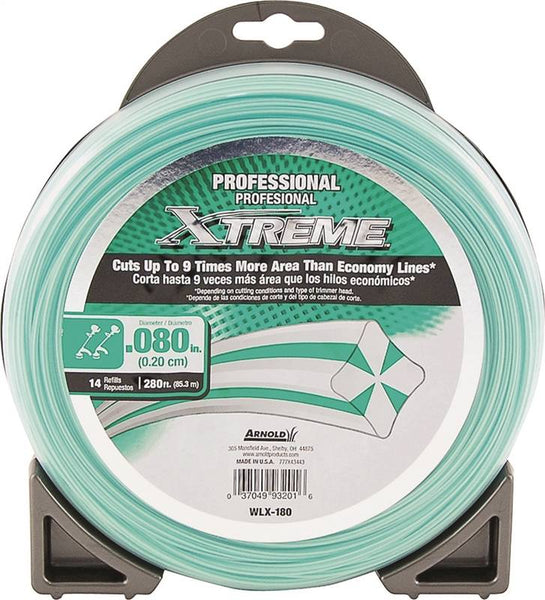 Arnold Xtreme Professional WLX-180 Trimmer Line, 0.080 in Dia, 280 ft L, Monofilament