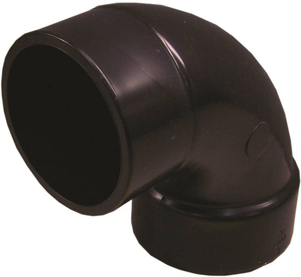 CANPLAS 102453LBC Sanitary Street Pipe Elbow, 3 in, Spigot x Hub, 90 deg Angle, ABS, Black