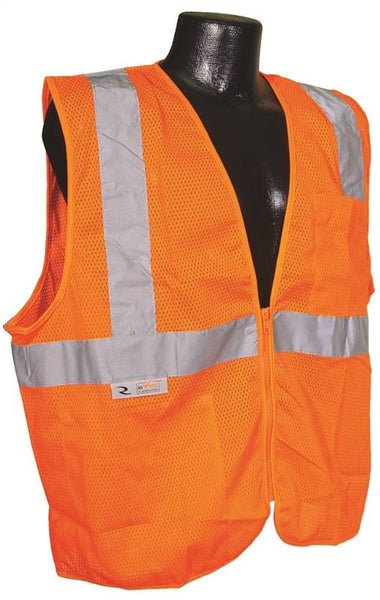 RADWEAR SV2ZOM-XL Safety Vest, XL, Unisex, Fits to Chest Size: 28 in, Polyester, Orange-Silver, Zipper Closure