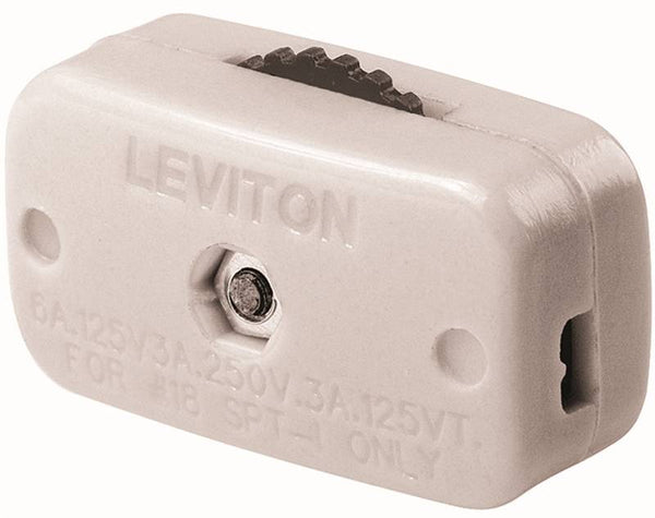Leviton C24-00423-3KW Cord Switch, 3/6 A, 125/250 V, White