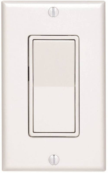 Decora C28-05671-02W Rocker Switch with Wallplate, 15 A, 120/277 V, SPST, Lead Wire Terminal, White