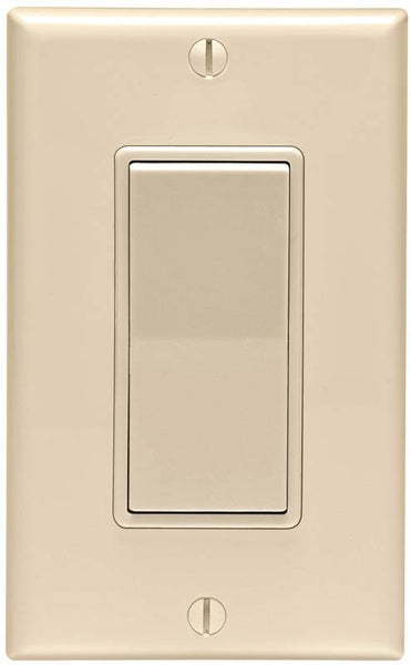 Decora C36-05671-02T Rocker Switch with Wallplate, 12 A, 120/277 V, SPST, Lead Wire Terminal, Light Almond