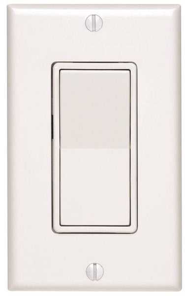 Decora C24-05673-02W Rocker Switch with Wallplate, 15 A, 120/277 V, SPST, Lead Wire Terminal, White