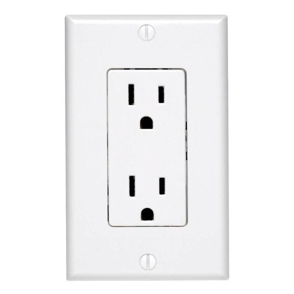 Leviton C24-05675-00W Duplex Receptacle, 2 -Pole, 15 A, 125 V, Push-In, Side Wiring, NEMA: 5-15R, White