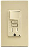 Leviton C91-GFSW1-00I Combination Switch, 2 -Pole, 15 A, 125 V, Ivory