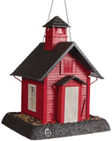 North States 9084 Hopper Bird Feeder, School House, 5 lb, Plastic, Gray/Red, 13-1/4 in H, Hanging/Pole Mounting