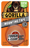 Gorilla Tough & Clear 6065003 Mounting Tape, 60 in L, 1 in W, Clear