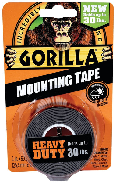 Gorilla 6055002 Mounting Tape, 60 in L, 1 in W, Black