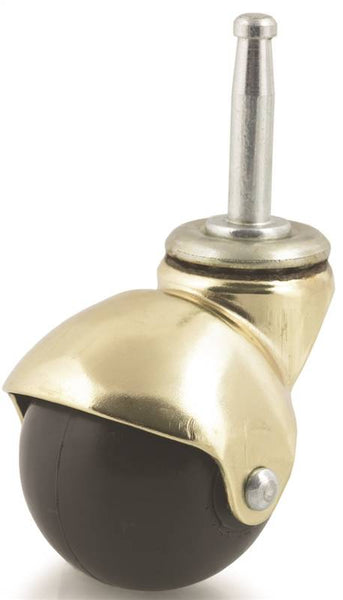 DH CASTERS C-H15S1BR Ball Caster, 1-1/2 in Dia Wheel, Rubber Wheel, 90 lb, Metal Housing Material