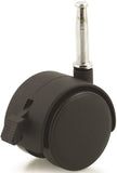 DH CASTERS C-T20S1BKB Swivel Caster with Brake, 2 in Dia Wheel, Plastic Wheel, Black, 85 lb