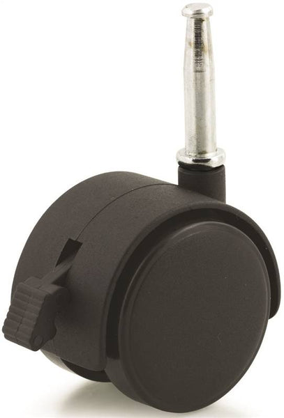DH CASTERS C-T20S1BKB Swivel Caster with Brake, 2 in Dia Wheel, Plastic Wheel, Black, 85 lb