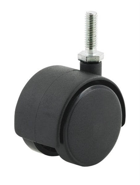DH CASTERS C-T20T1BKB Swivel Caster with Brake, 2 in Dia Wheel, Plastic Wheel, Black, 85 lb