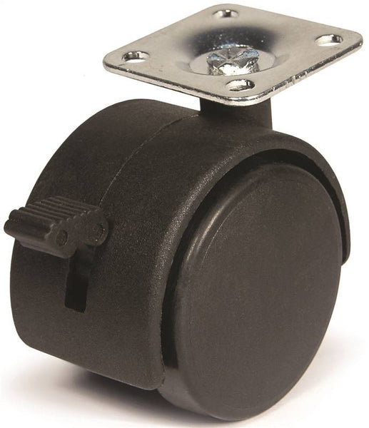 DH CASTERS C-T20P1BKB Swivel Caster, 2 in Dia Wheel, Plastic Wheel, Black, 85 lb
