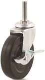 DH CASTERS C-L30T2RSB Swivel Caster with Brake, 3 in Dia Wheel, 13/16 in W Wheel, Rubber Wheel, 110 lb