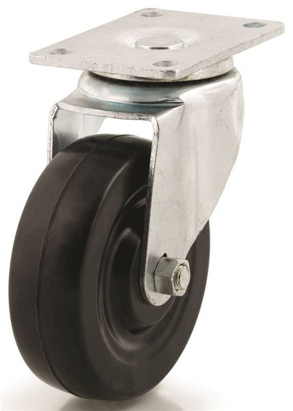 DH CASTERS C-LM4P1RS Swivel Caster, 4 in Dia Wheel, 1-1/4 in W Wheel, Rubber Wheel, 265 lb