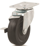 DH CASTERS C-LM4P1RSB Swivel Caster, 4 in Dia Wheel, 1-1/4 in W Wheel, Rubber Wheel, 265 lb