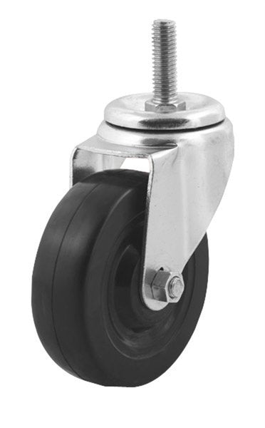 DH CASTERS C-LM4T3RS Swivel Caster, 4 in Dia Wheel, 1-1/4 in W Wheel, Rubber Wheel, 265 lb