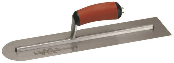 Marshalltown MXS66RED Finishing Trowel, 16 in L Blade, 4 in W Blade, Spring Steel Blade, Front Round End, Curved Handle