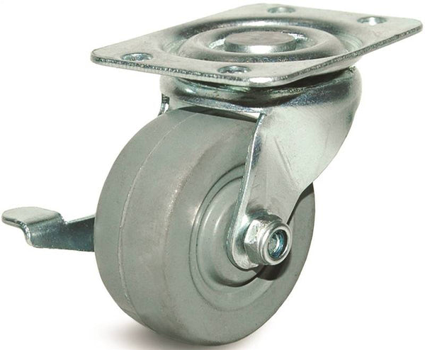 DH CASTERS C-GD20MRSB Swivel Caster, 2 in Dia Wheel, 15/16 in W Wheel, Rubber Wheel, Gray, 125 lb