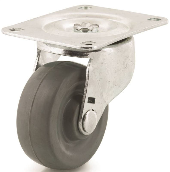 DH CASTERS C-GD30MRS Swivel Caster, 3 in Dia Wheel, 1-1/4 in W Wheel, Rubber Wheel, Gray, 225 lb