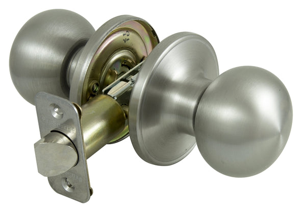 ProSource T9630BRA4V Knob Lockset, Knob Handle, Metal, Stainless Steel, 2-3/8 to 2-3/4 in Backset, 44 x 57 mm Strike