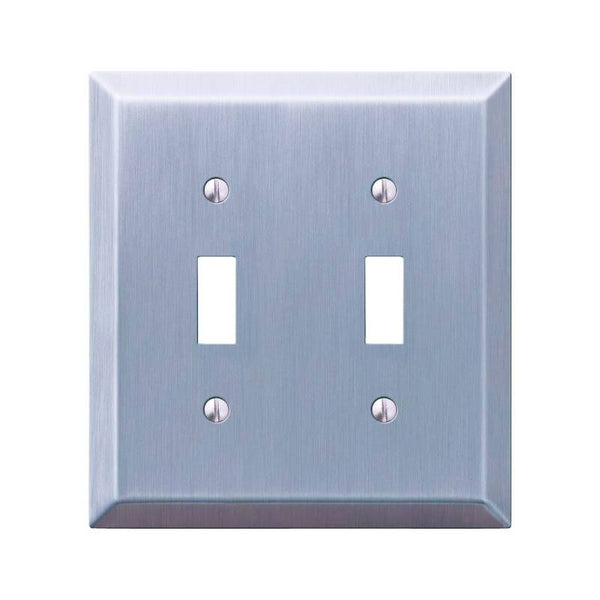 Amerelle 163TTBN Wallplate, 4-15/16 in L, 4-9/16 in W, 2 -Gang, Steel, Brushed Nickel