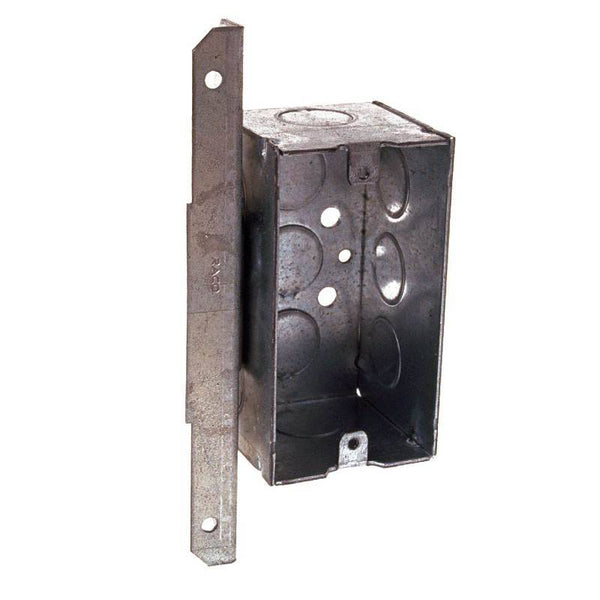 RACO 671 Handy Box, 1 -Gang, 8 -Knockout, 1/2 in Knockout, Galvanized Steel, Gray, Bracket Mounting