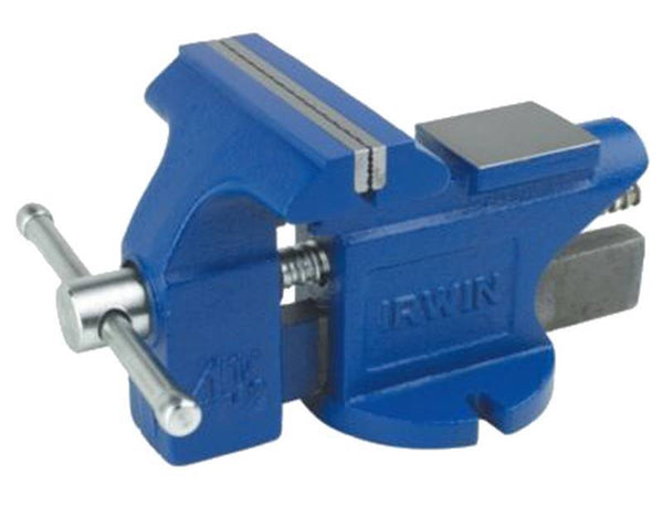 IRWIN 2026303 Bench Vise, 4 in Jaw Opening, 4-1/2 in W Jaw, 2-3/8 in D Throat, Cast Iron/Steel, Pipe Jaw