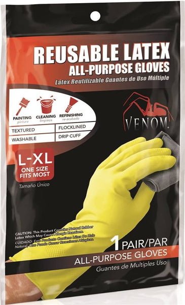 VENOM STEEL VEN9125 Reusable Gloves, L/XL, 9 in L, Latex, Green