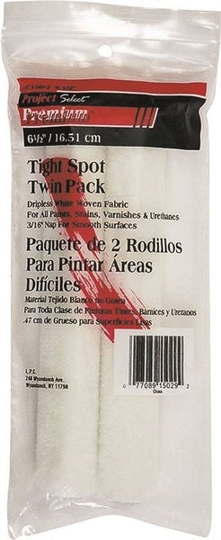 Linzer RC150-2 Paint Roller Cover, 3/16 in Thick Nap, 6-1/2 in L, Woven Fabric Cover, White