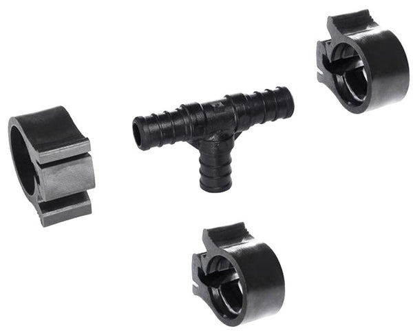 Flair-It PEXLOCK 30820 Pipe Tee with Clamp, 1/2 in, Black, 100 psi Pressure