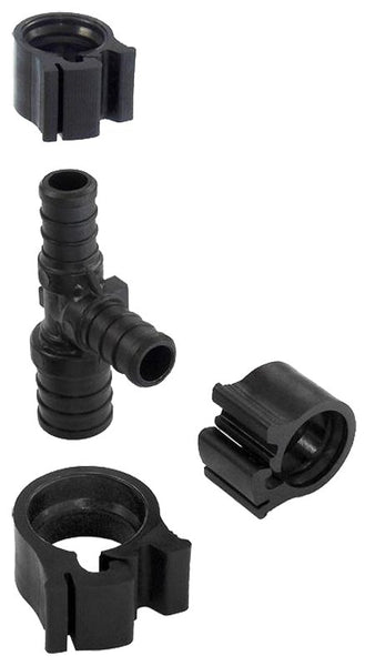 Flair-It PEXLOCK 30824 Reducing Pipe Tee with Clamp, 3/4 x 1/2 x 1/2 in, 100 psi Pressure