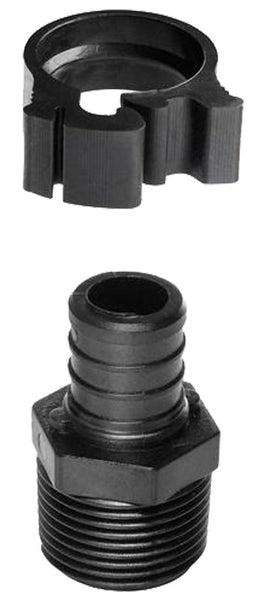 Flair-It PEXLOCK 30848 Pipe Adapter, 3/4 in, Male, Polysulfone, Black, 100 psi Pressure