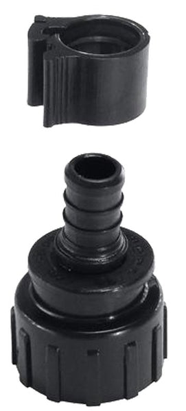 Flair-It PEXLOCK 30866 Hose Pipe Connector, 1/2 x 3/4 in, FGH, Polysulfone, Black, 100 psi Pressure