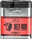 Traeger SPC169 Beef Rub, Brown Sugar, Red Pepper Flavor, 8.25 oz Tin