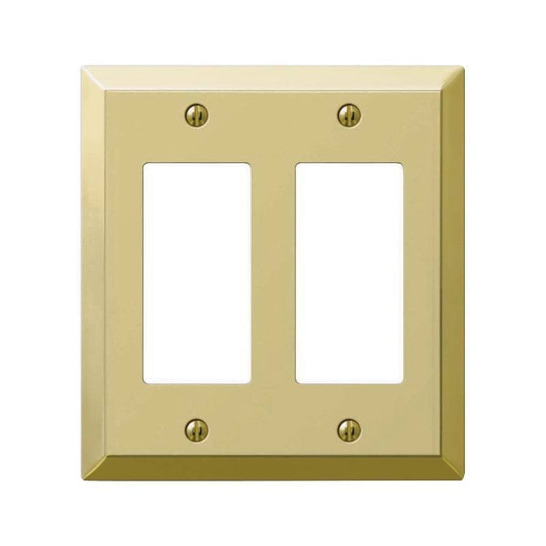 AmerTac Century 163RRBR Wallplate, 4-15/16 in L, 4-9/16 in W, 2 -Gang, Steel, Polished Brass