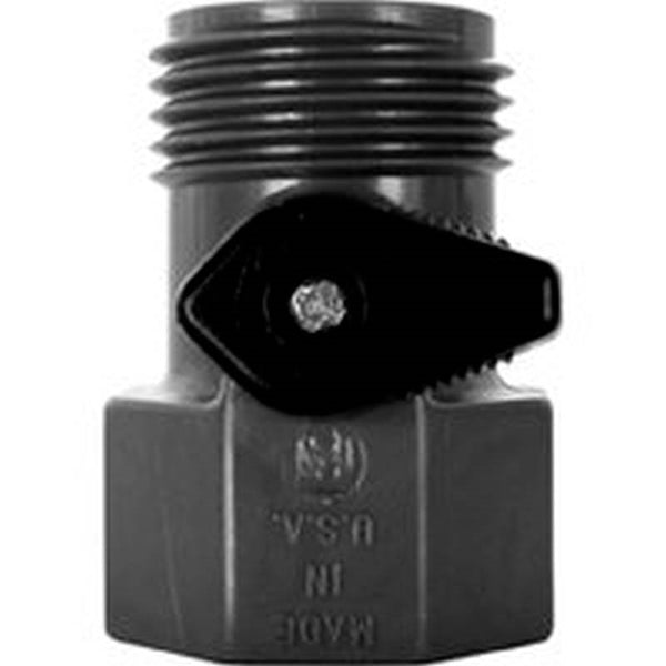 VALLEY INDUSTRIES GHV-1-BLK-CSK Shut-Off Garden Hose Valve, FGHT x MGHT, 60 psi Pressure, Nylon