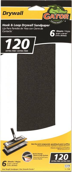 Gator 7158 Sandpaper, 10-1/2 in L, 4-1/2 in W, 120 Grit, Fine, Silicone Carbide Abrasive