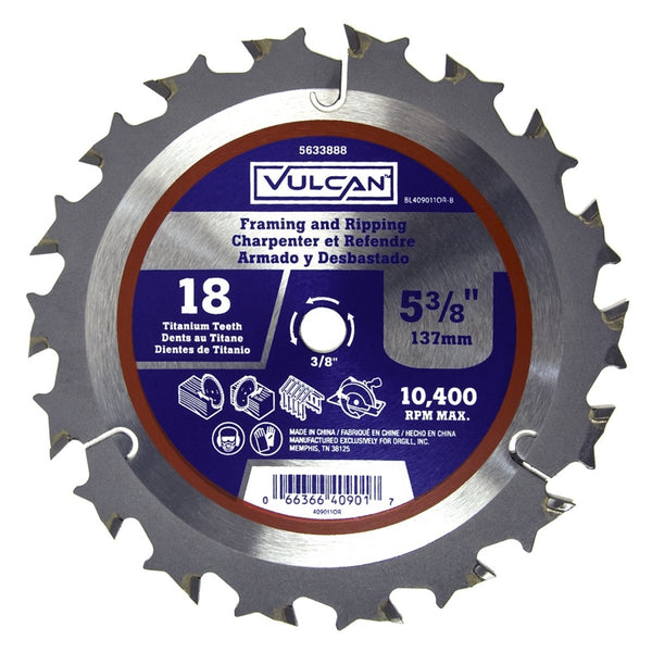 Vulcan 409011OR Circular Saw Blade, 5-3/8 in Dia, 3/8 in Arbor