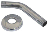 Danco 89180 Shower Arm with Flange, 1/2 in Connection, Threaded, 6 in L, Stainless Steel, Chrome Plated