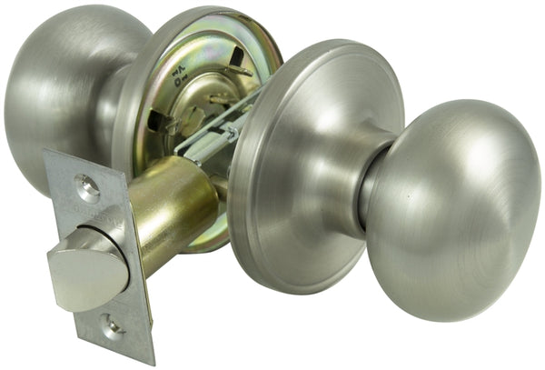 ProSource TFX230V-PS Knobset, Knob Handle, Metal, Satin Nickel, 2-3/8 to 2-3/4 in Backset, 1-3/8 to 1-3/4 in Thick Door