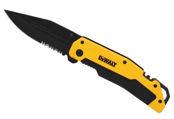 DeWALT DWHT10313 Pocket Knife, 3-1/4 in L Blade, 1-1/4 in W Blade, Stainless Steel Blade, 1-Blade, Black/Yellow Handle