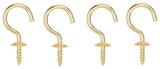 ProSource Cup Hook, 15/32 in Opening, 3.5 mm Thread, 1-1/2 in L, Brass, Brass