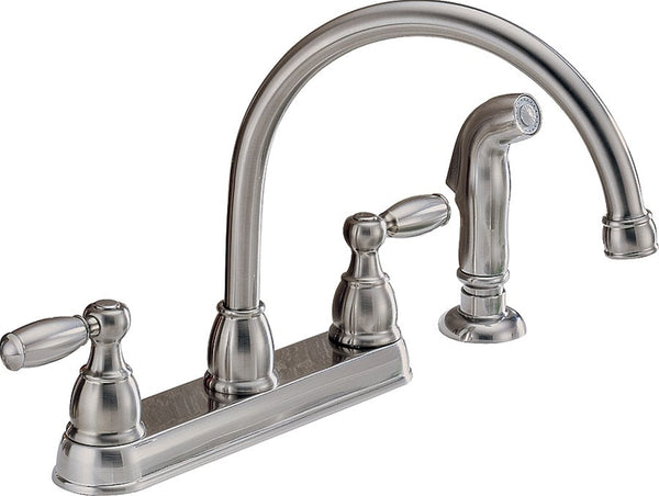 DELTA Peerless Claymore Series P299575LF-SS Kitchen Faucet, 1.8 gpm, 2-Faucet Handle, Stainless Steel, Deck Mounting