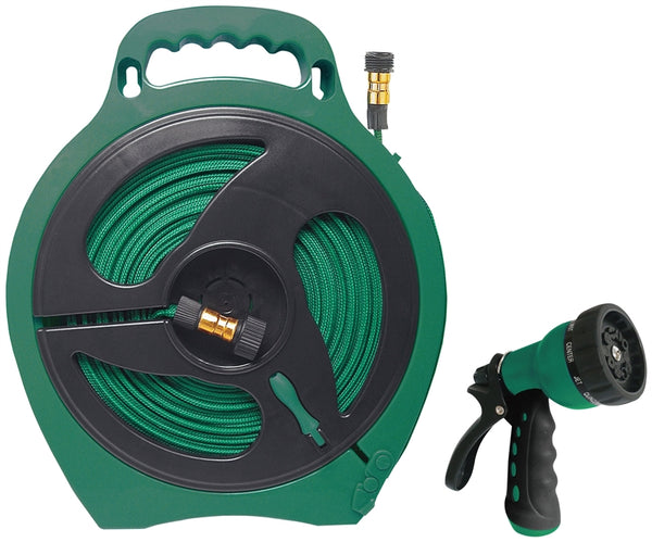 Landscapers Select YP1121 Hose Set, 50 ft L Hose, 50 ft Hose, In a Storage Case Winding, Built-In Handle, Polyester