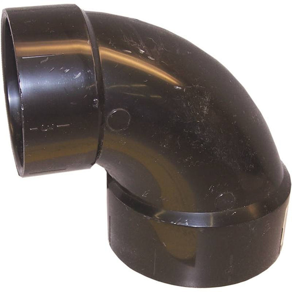 CANPLAS 102223BC Reducing Closet Pipe Elbow, 4 x 3 in, Hub, 90 deg Angle, ABS, Black