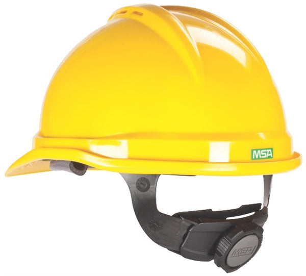 MSA 10034020 Hard Hat, 4-Point Fas-Trac III Suspension, Polyethylene Shell, Yellow
