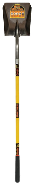 Structron 49732 Square Point Shovel, 9-1/2 in W Blade, 14 ga Gauge, Carbon Spring Steel Blade, Fiberglass Handle