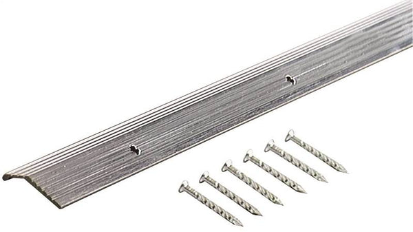 M-D 78006 Carpet Trim, 36 in L, 7/8 in W, Fluted Surface, Aluminum, Silver